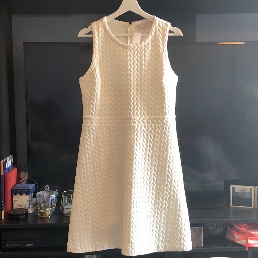 White textured knit dress